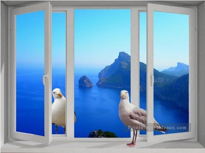 pigeon sur la fenêtre 3D Magie Peintures à l'huile